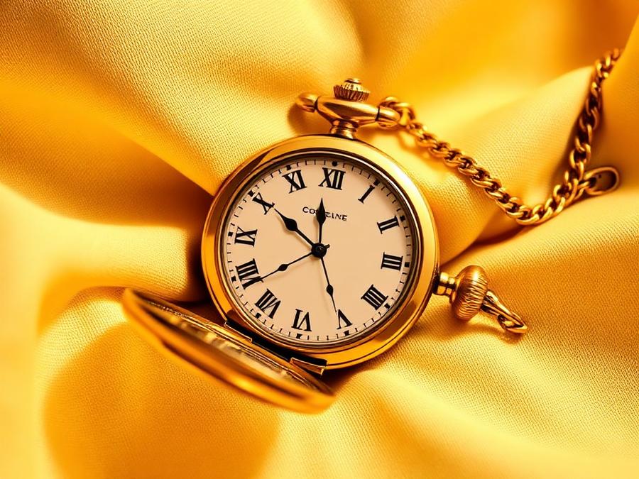 Antique gold pocket watch with chain